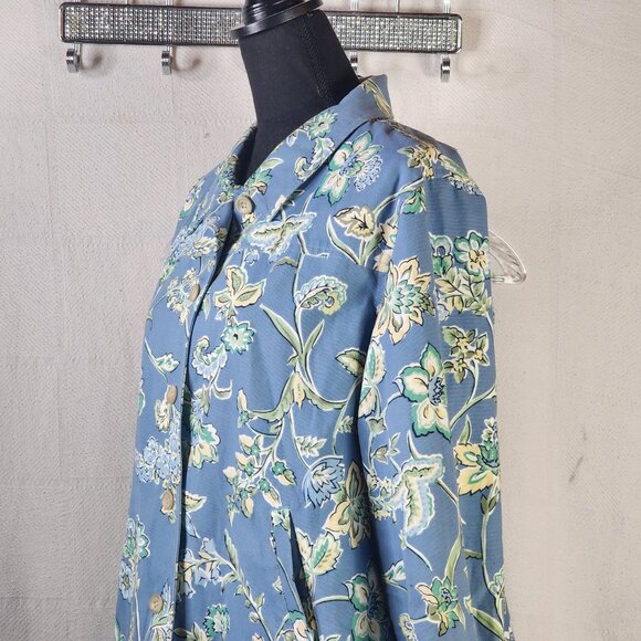 Appleseed's Petite Cotton Canvas Short Waisted Blue Grey Floral Jacket Size 18P - Picture 8 of 16